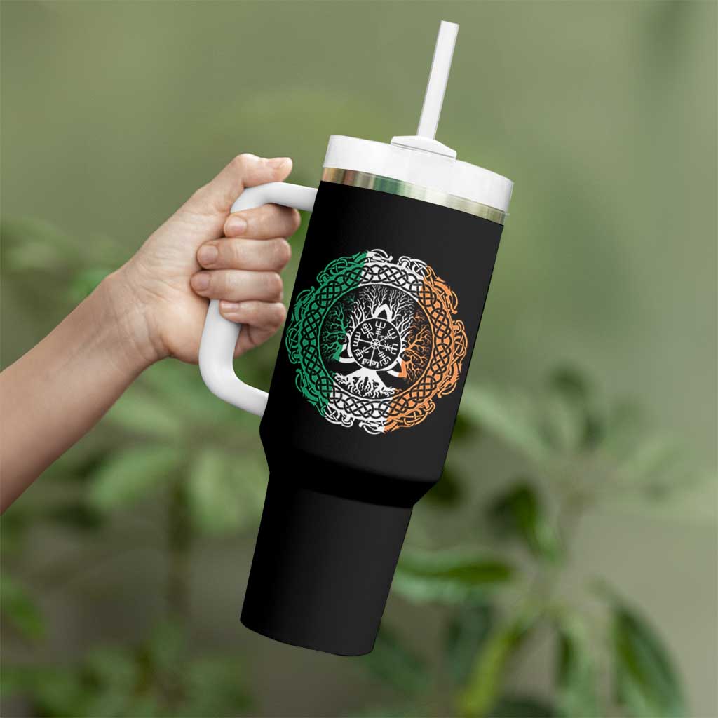 Norse Gaels Viking Yggdrasil Awe Tree Tumbler With Handle Irish St Patricks Day