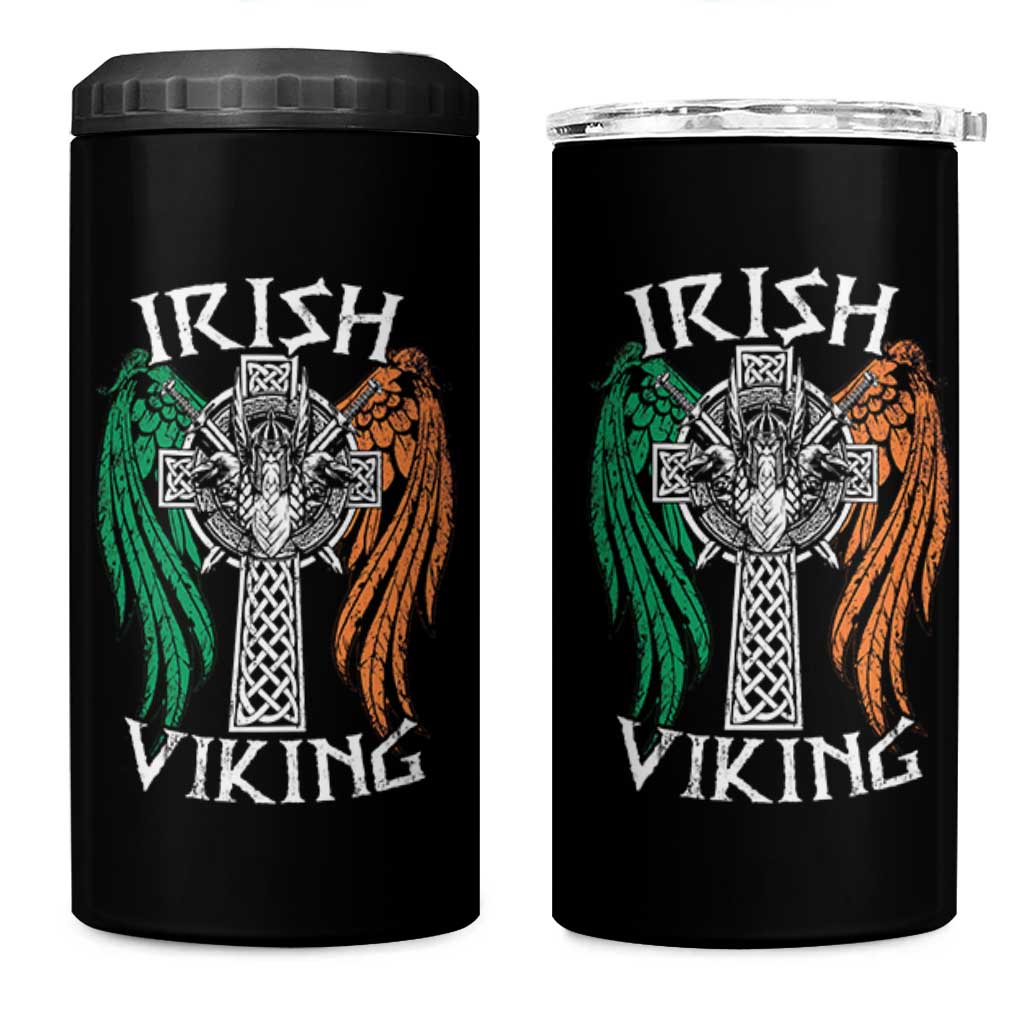 Irish Viking 4 in 1 Can Cooler Tumbler Vintage Shamrock Celtic Viking Skull