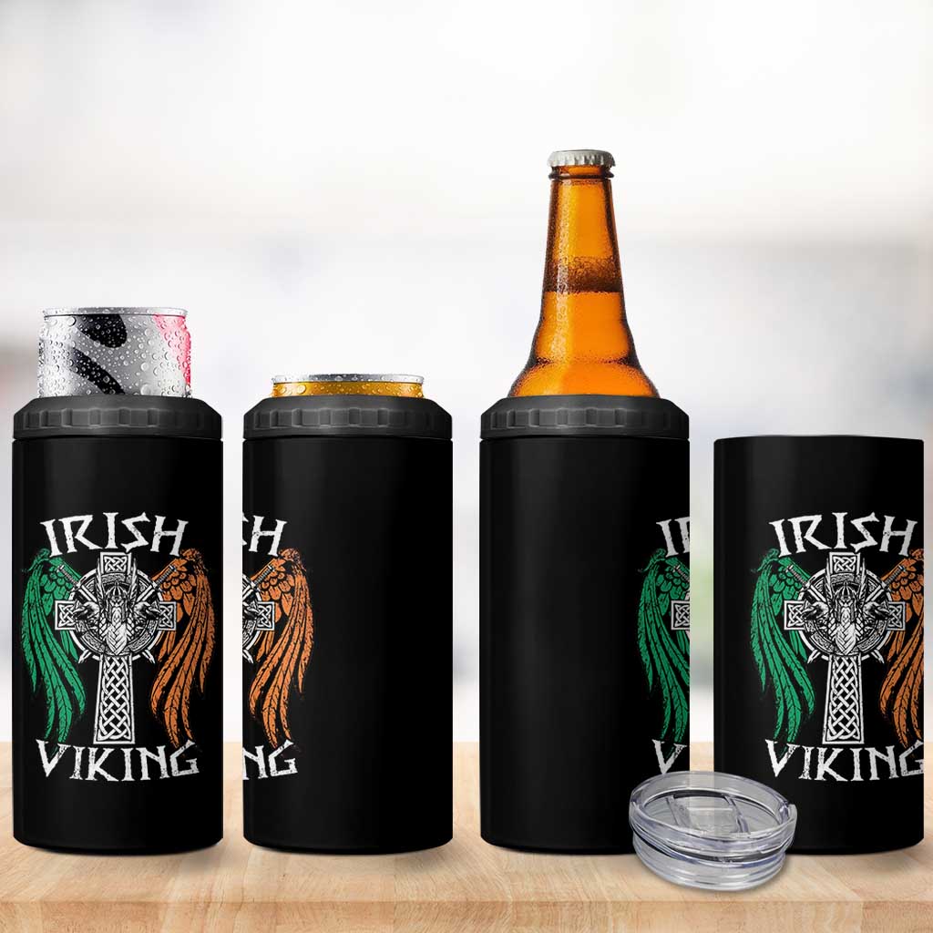 Irish Viking 4 in 1 Can Cooler Tumbler Vintage Shamrock Celtic Viking Skull