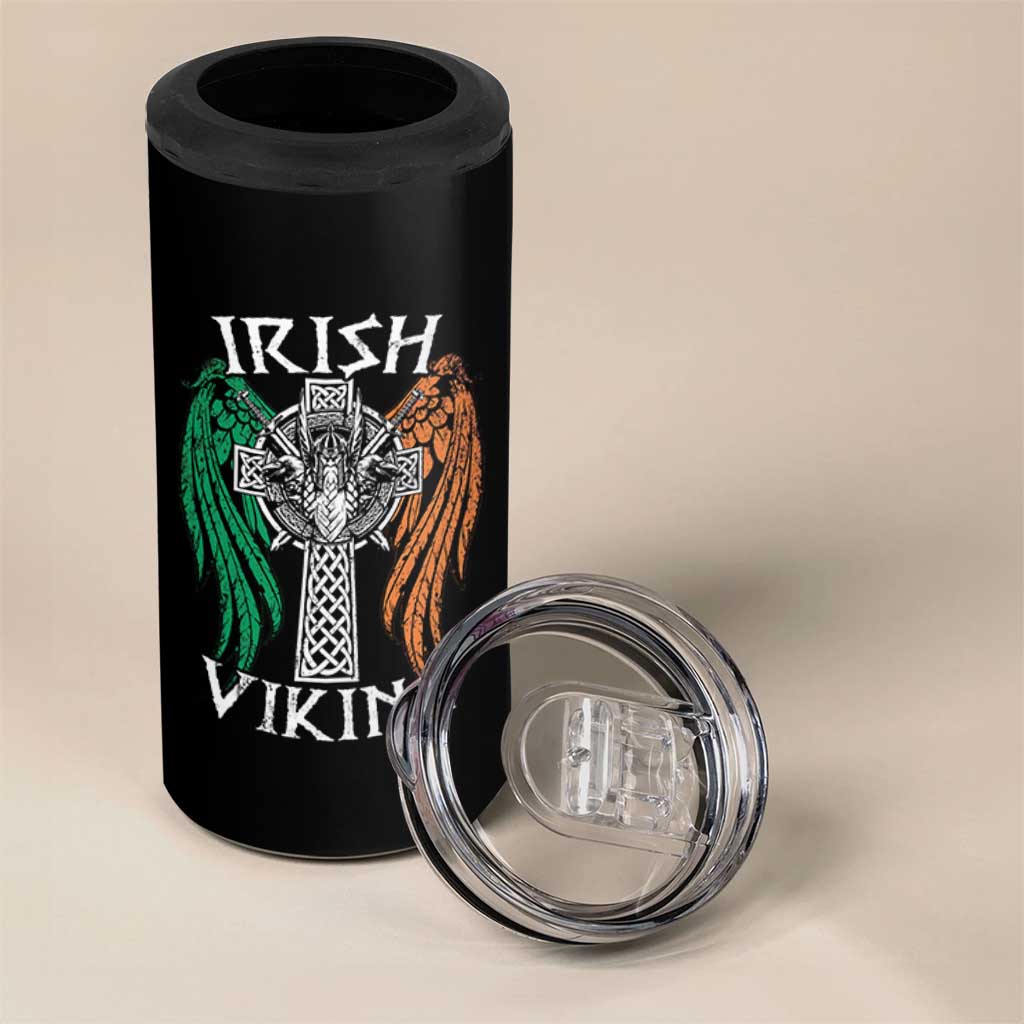 Irish Viking 4 in 1 Can Cooler Tumbler Vintage Shamrock Celtic Viking Skull