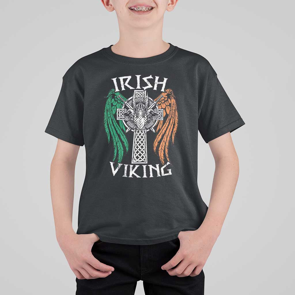 Irish Viking T Shirt For Kid Vintage Shamrock Celtic Viking Skull