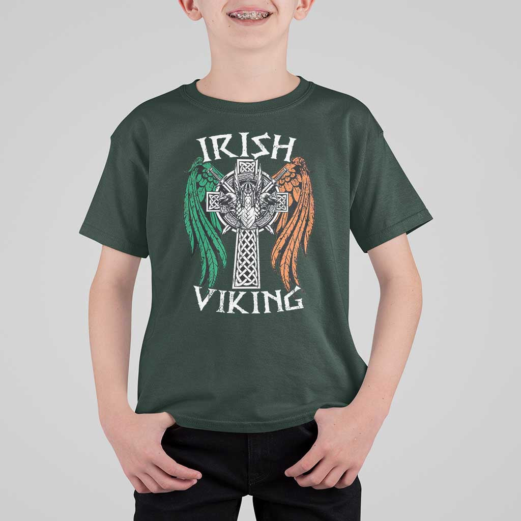 Irish Viking T Shirt For Kid Vintage Shamrock Celtic Viking Skull