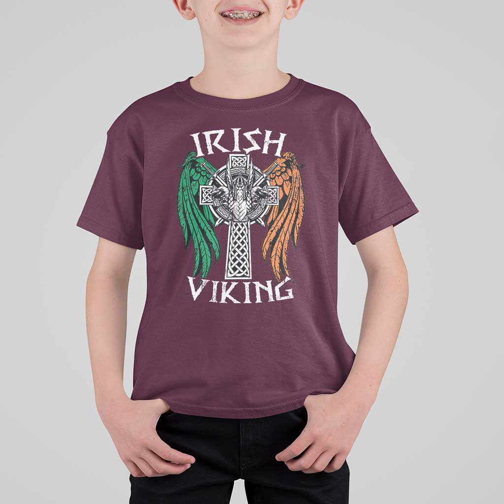 Irish Viking T Shirt For Kid Vintage Shamrock Celtic Viking Skull