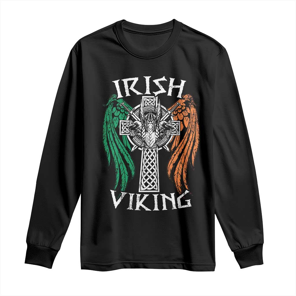 Irish Viking Long Sleeve Shirt Vintage Shamrock Celtic Viking Skull