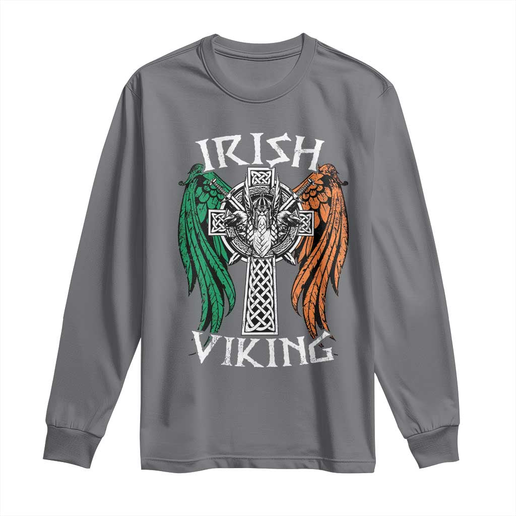 Irish Viking Long Sleeve Shirt Vintage Shamrock Celtic Viking Skull