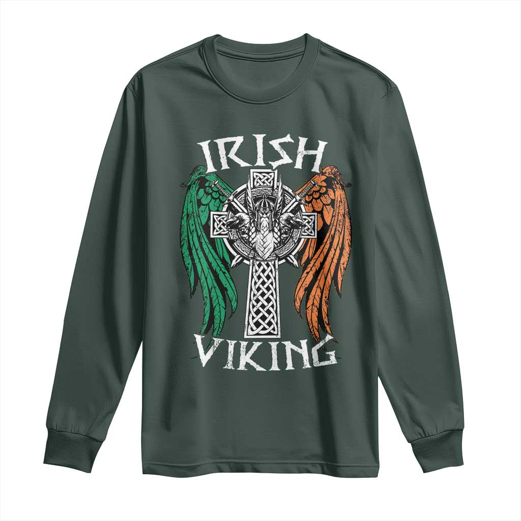Irish Viking Long Sleeve Shirt Vintage Shamrock Celtic Viking Skull