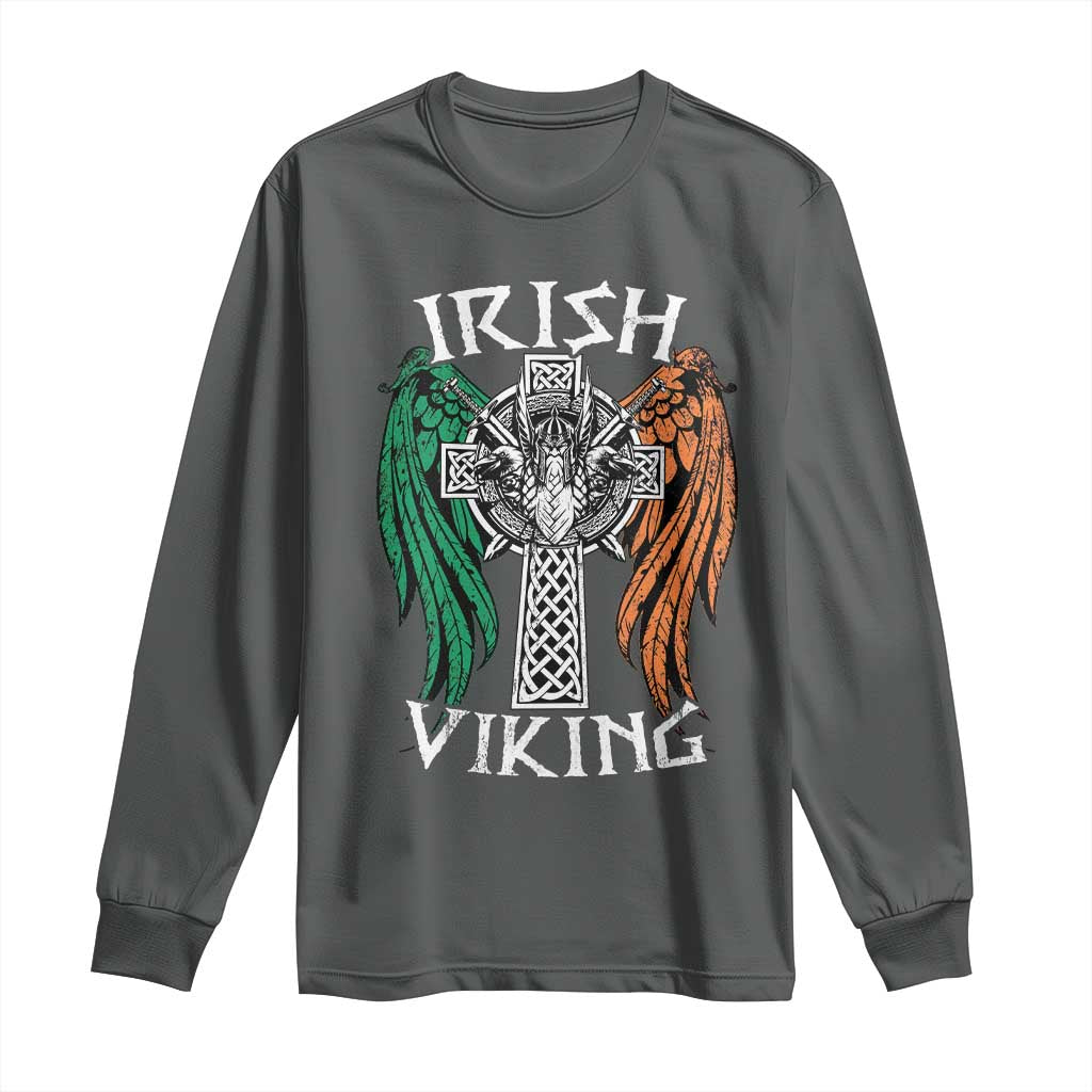 Irish Viking Long Sleeve Shirt Vintage Shamrock Celtic Viking Skull