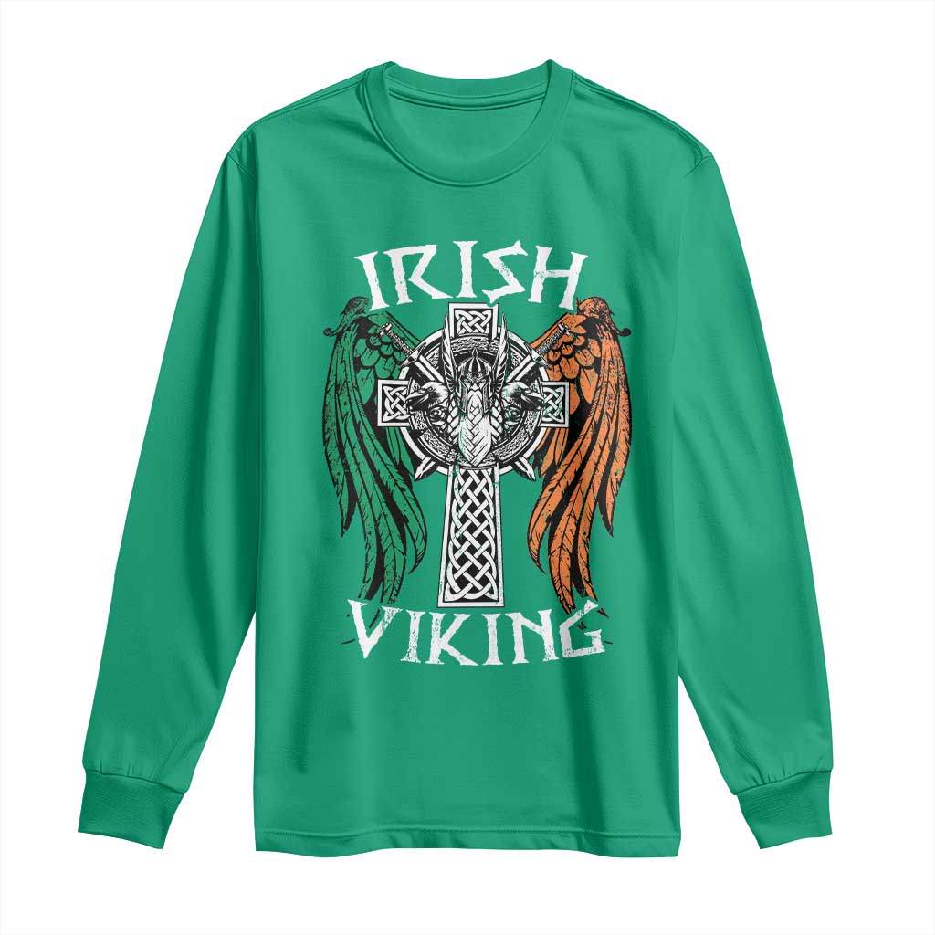 Irish Viking Long Sleeve Shirt Vintage Shamrock Celtic Viking Skull