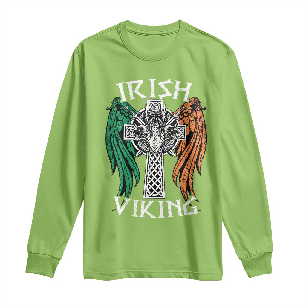 Irish Viking Long Sleeve Shirt Vintage Shamrock Celtic Viking Skull