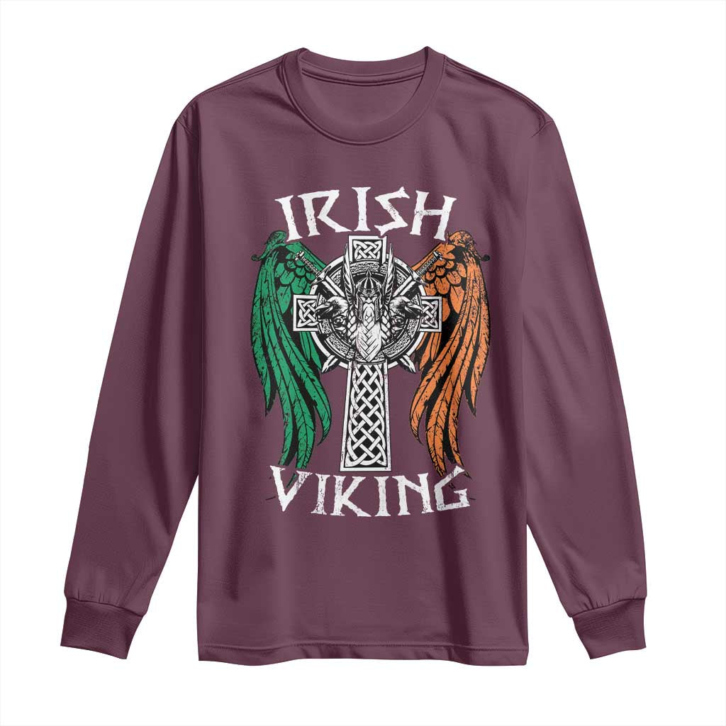 Irish Viking Long Sleeve Shirt Vintage Shamrock Celtic Viking Skull
