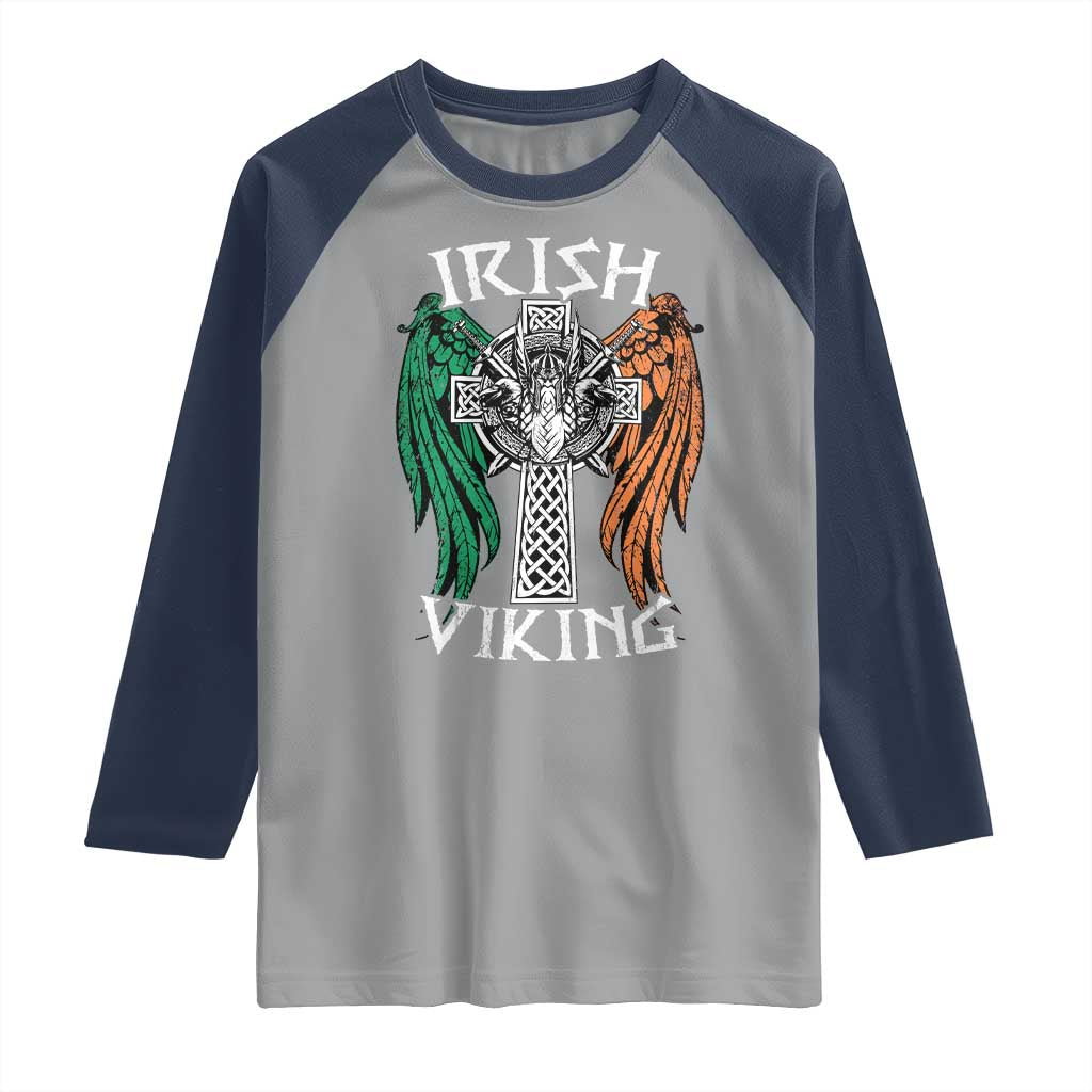 Irish Viking Raglan Shirt Vintage Shamrock Celtic Viking Skull