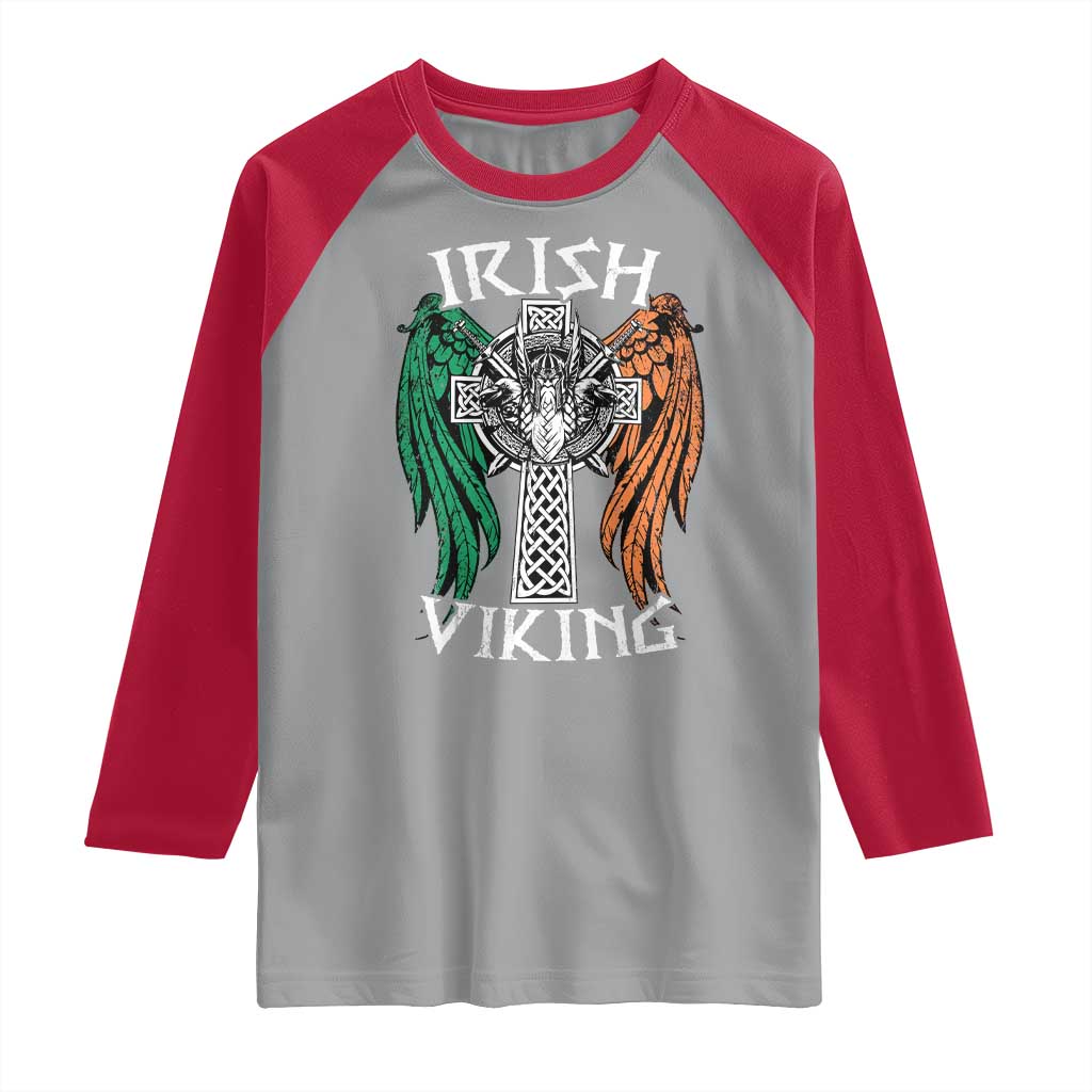 Irish Viking Raglan Shirt Vintage Shamrock Celtic Viking Skull