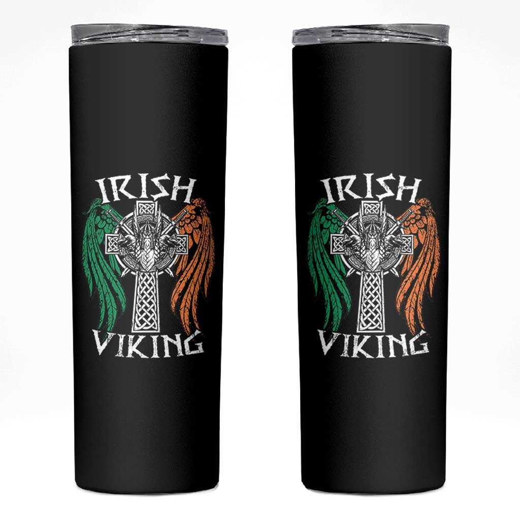 Irish Viking Skinny Tumbler Vintage Shamrock Celtic Viking Skull