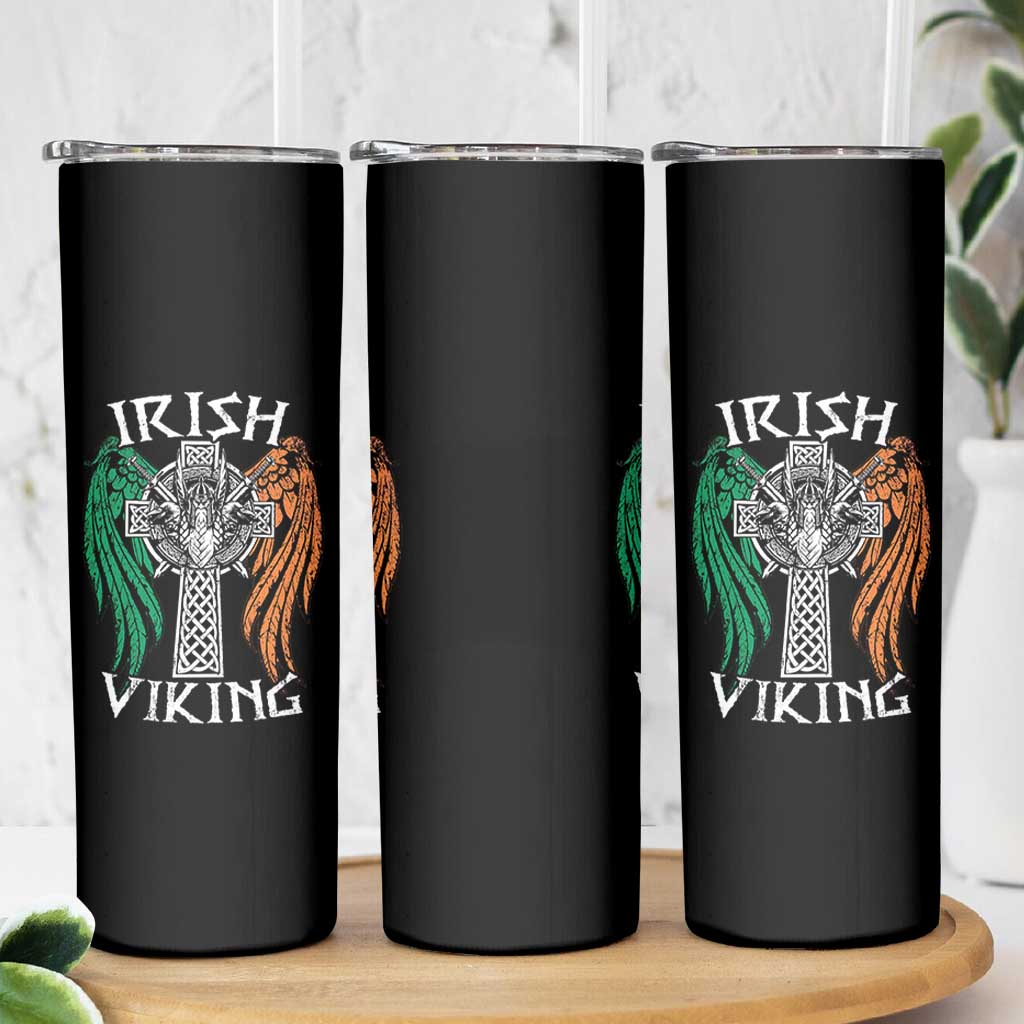 Irish Viking Skinny Tumbler Vintage Shamrock Celtic Viking Skull