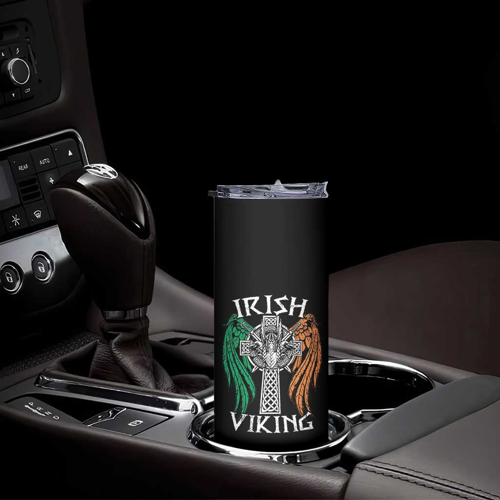 Irish Viking Skinny Tumbler Vintage Shamrock Celtic Viking Skull