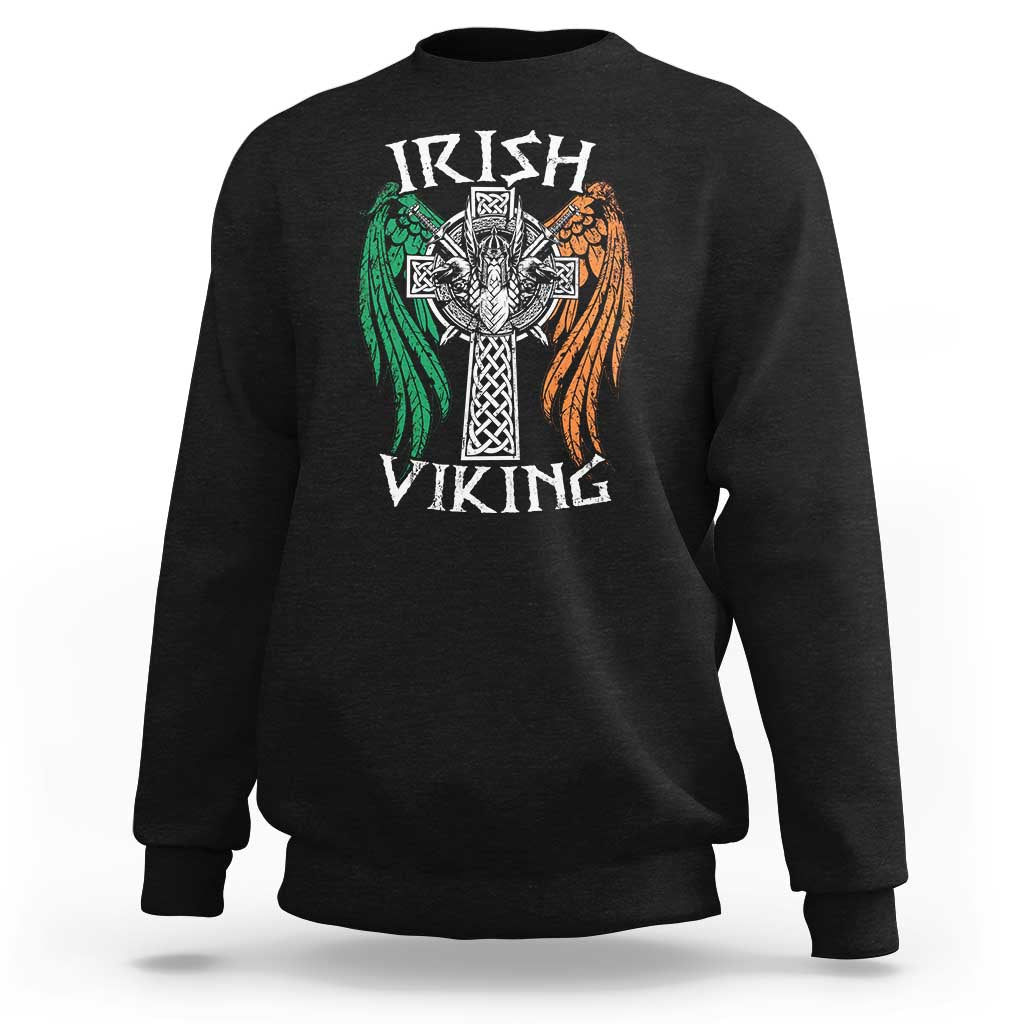 Irish Viking Sweatshirt Vintage Shamrock Celtic Viking Skull