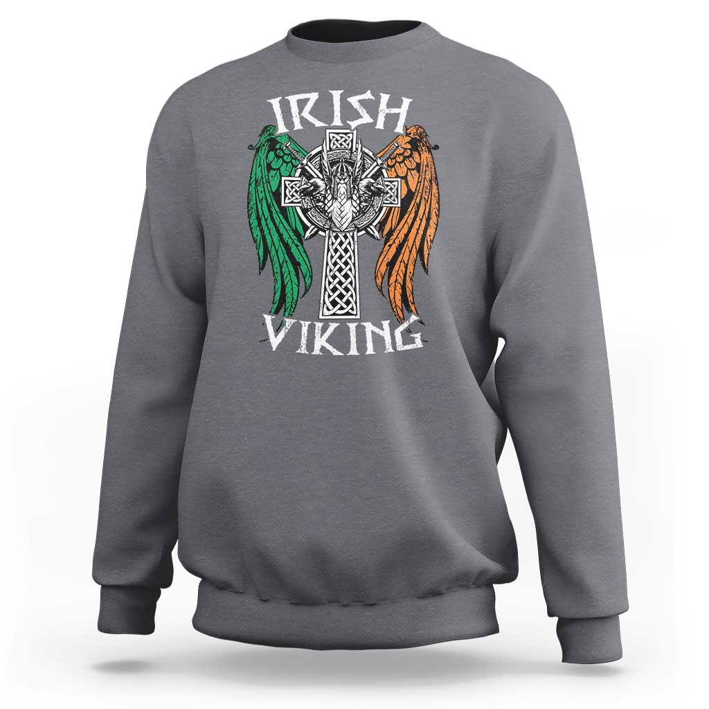 Irish Viking Sweatshirt Vintage Shamrock Celtic Viking Skull