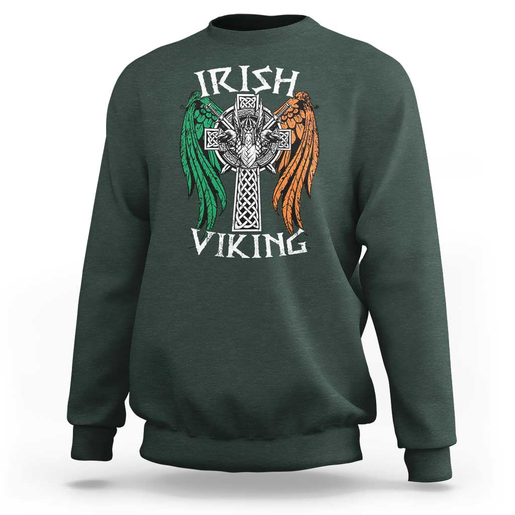 Irish Viking Sweatshirt Vintage Shamrock Celtic Viking Skull