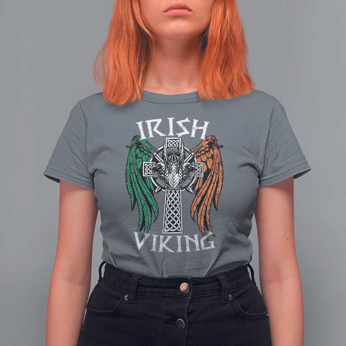 Irish Viking T Shirt For Women Vintage Shamrock Celtic Viking Skull