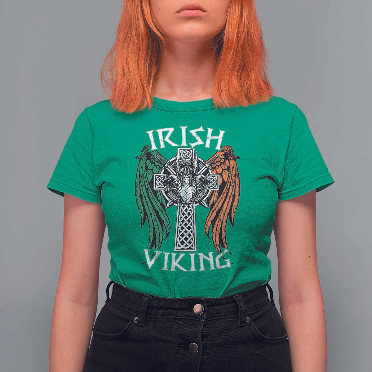 Irish Viking T Shirt For Women Vintage Shamrock Celtic Viking Skull