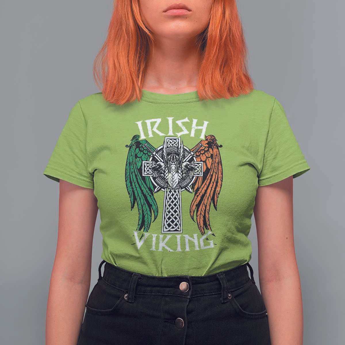Irish Viking T Shirt For Women Vintage Shamrock Celtic Viking Skull