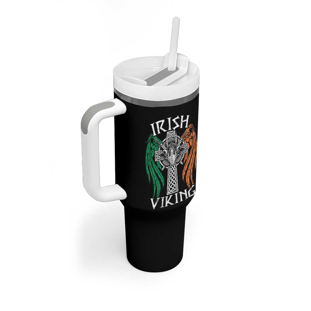 Irish Viking Tumbler With Handle Vintage Shamrock Celtic Viking Skull