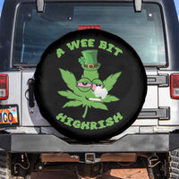 Funny St Patrick's Day Cannabis Weed Spare Tire Cover A Wee Bit Highrish Shamrock