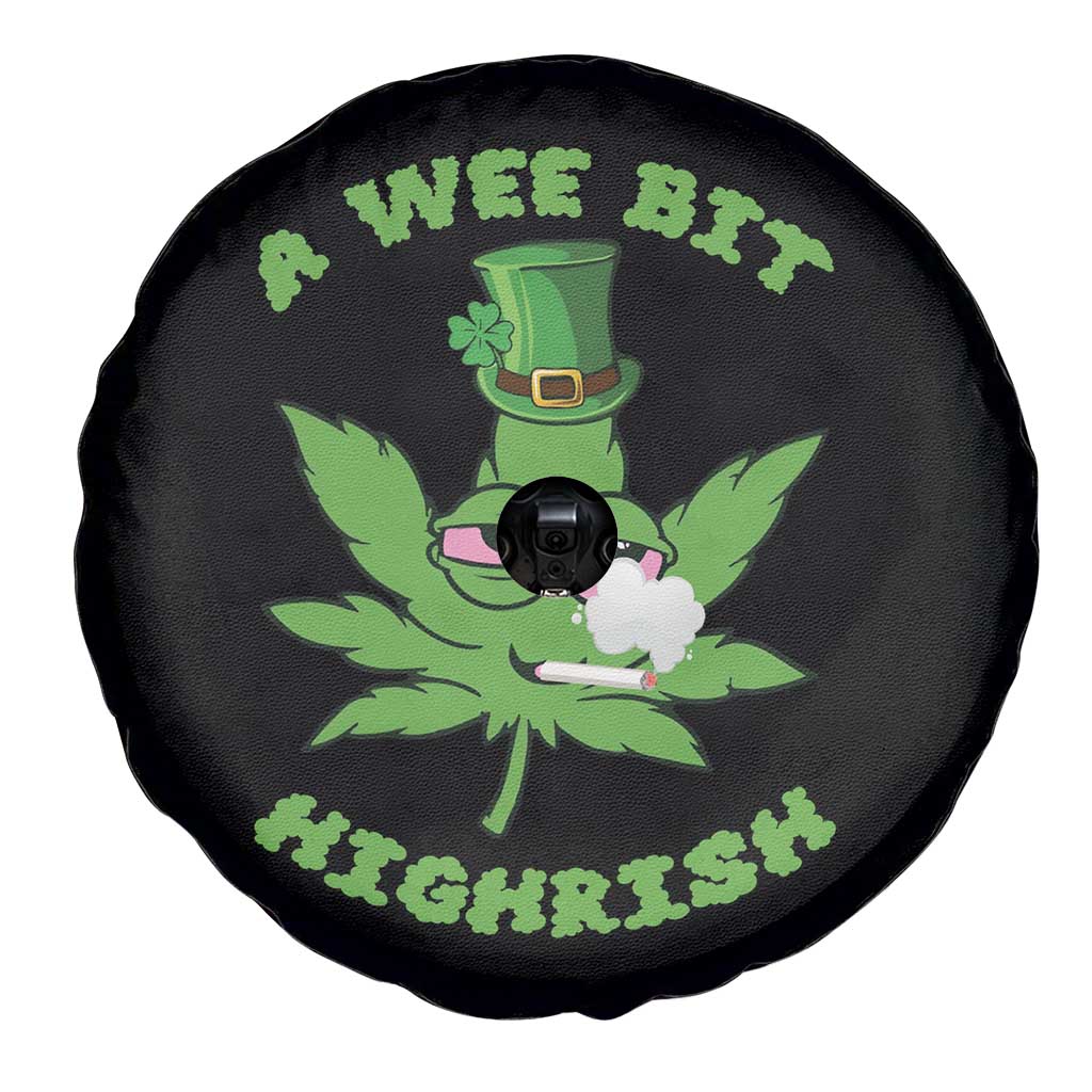 Funny St Patrick's Day Cannabis Weed Spare Tire Cover A Wee Bit Highrish Shamrock