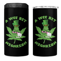Funny St Patrick's Day Cannabis Weed 4 in 1 Can Cooler Tumbler A Wee Bit Highrish Shamrock