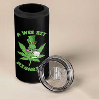 Funny St Patrick's Day Cannabis Weed 4 in 1 Can Cooler Tumbler A Wee Bit Highrish Shamrock