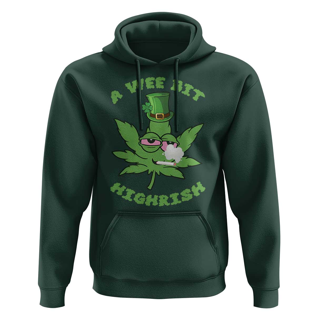 Funny St Patrick's Day Cannabis Weed Hoodie A Wee Bit Highrish Shamrock