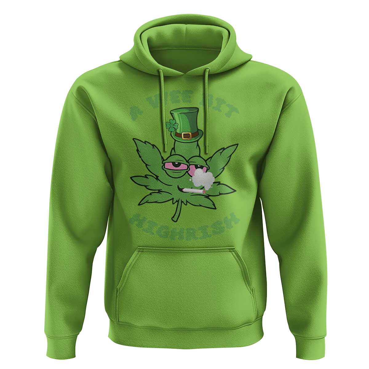 Funny St Patrick's Day Cannabis Weed Hoodie A Wee Bit Highrish Shamrock
