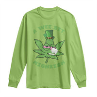 Funny St Patrick's Day Cannabis Weed Long Sleeve Shirt A Wee Bit Highrish Shamrock