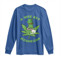 Funny St Patrick's Day Cannabis Weed Long Sleeve Shirt A Wee Bit Highrish Shamrock