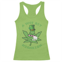 Funny St Patrick's Day Cannabis Weed Racerback Tank Top A Wee Bit Highrish Shamrock
