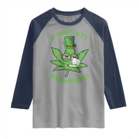 Funny St Patrick's Day Cannabis Weed Raglan Shirt A Wee Bit Highrish Shamrock