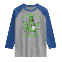 Funny St Patrick's Day Cannabis Weed Raglan Shirt A Wee Bit Highrish Shamrock