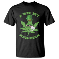 Funny St Patrick's Day Cannabis Weed T Shirt A Wee Bit Highrish Shamrock