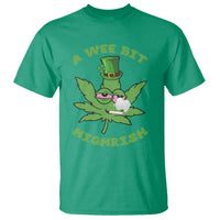 Funny St Patrick's Day Cannabis Weed T Shirt A Wee Bit Highrish Shamrock