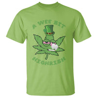 Funny St Patrick's Day Cannabis Weed T Shirt A Wee Bit Highrish Shamrock