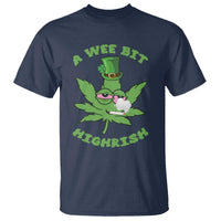 Funny St Patrick's Day Cannabis Weed T Shirt A Wee Bit Highrish Shamrock