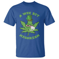 Funny St Patrick's Day Cannabis Weed T Shirt A Wee Bit Highrish Shamrock