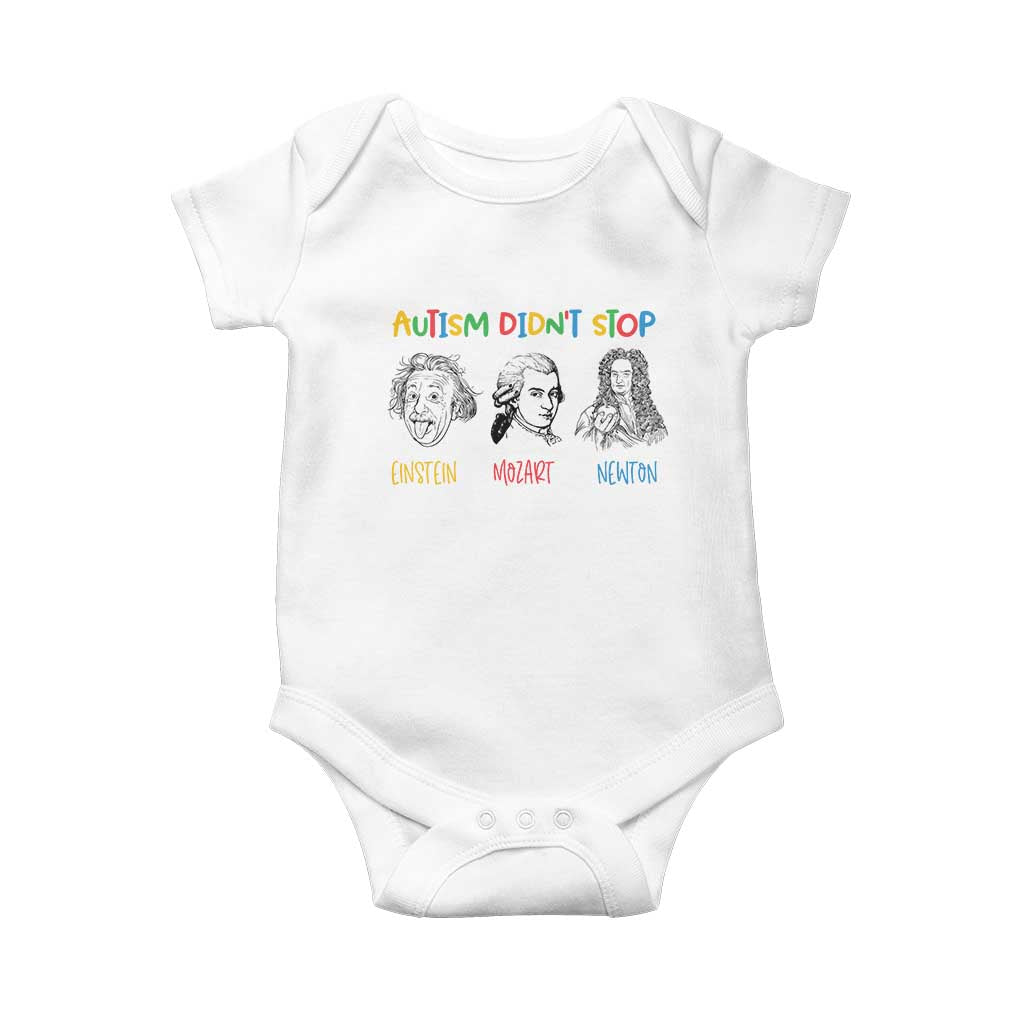 Autism Didn't Stop Einstein Mozart Newton Baby Onesie Autism Awareness