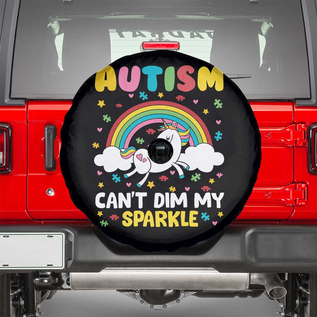 Funny Autism Can't Dim My Sparkle Spare Tire Cover Autism Awareness Unicorn Rainbow