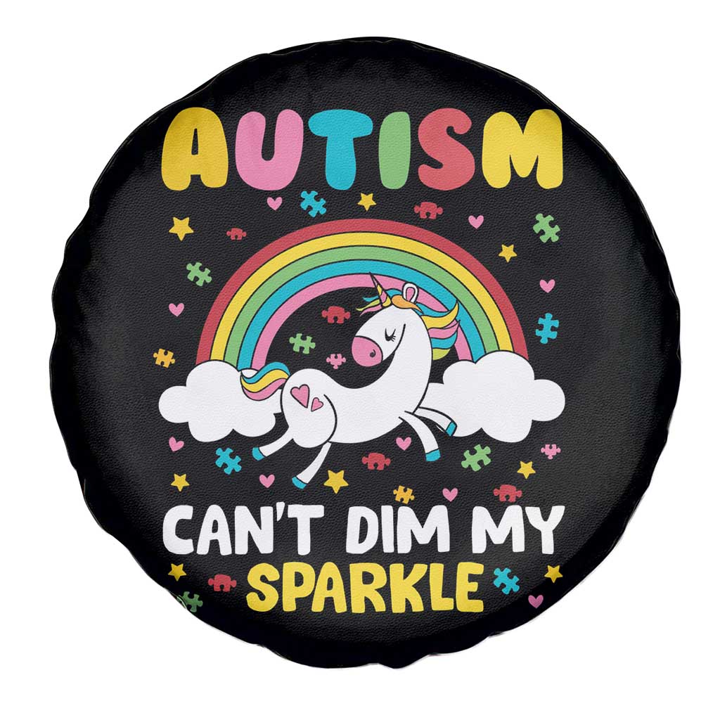 Funny Autism Can't Dim My Sparkle Spare Tire Cover Autism Awareness Unicorn Rainbow