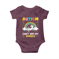 Funny Autism Can't Dim My Sparkle Baby Onesie Autism Awareness Unicorn Rainbow