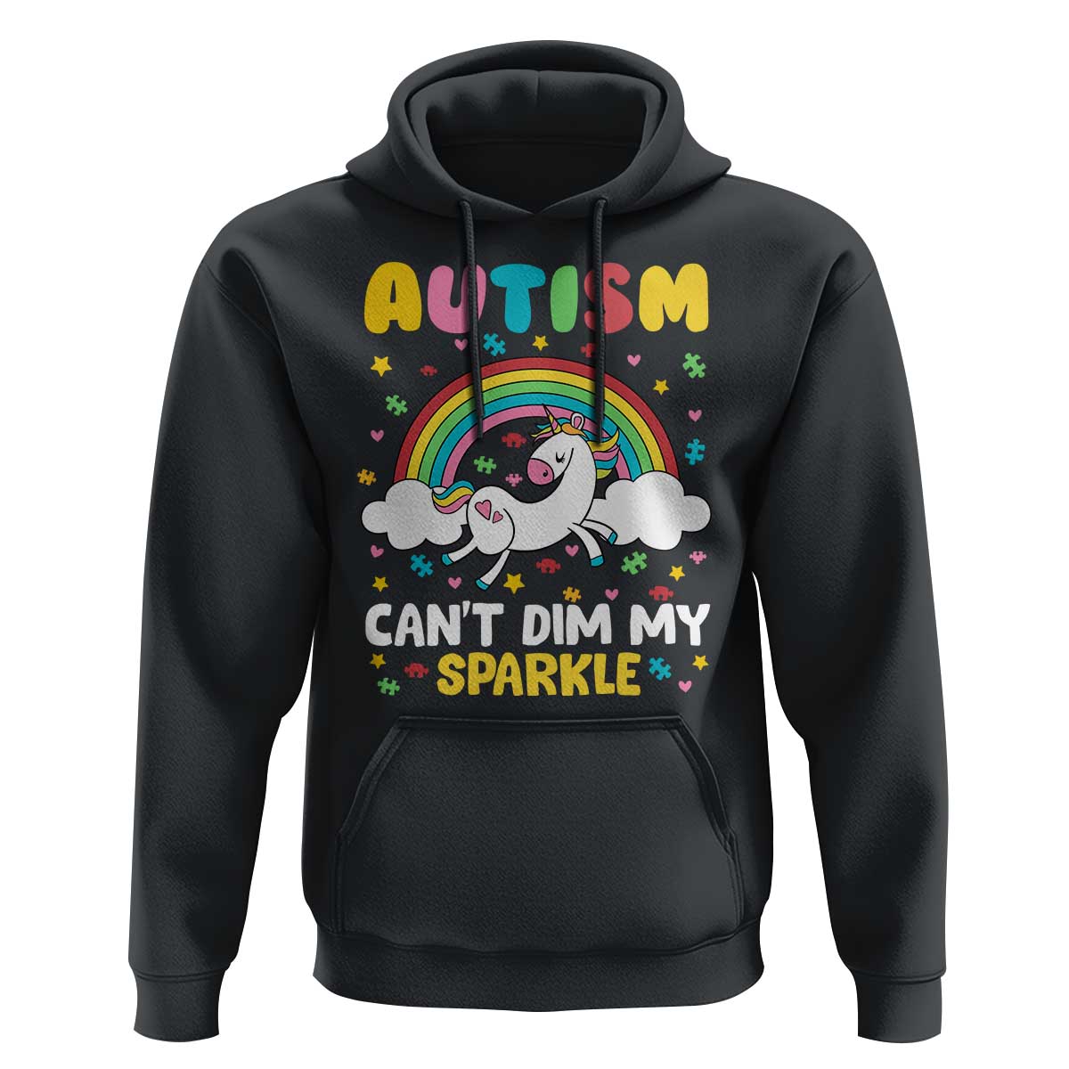 Funny Autism Can't Dim My Sparkle Hoodie Autism Awareness Unicorn Rainbow