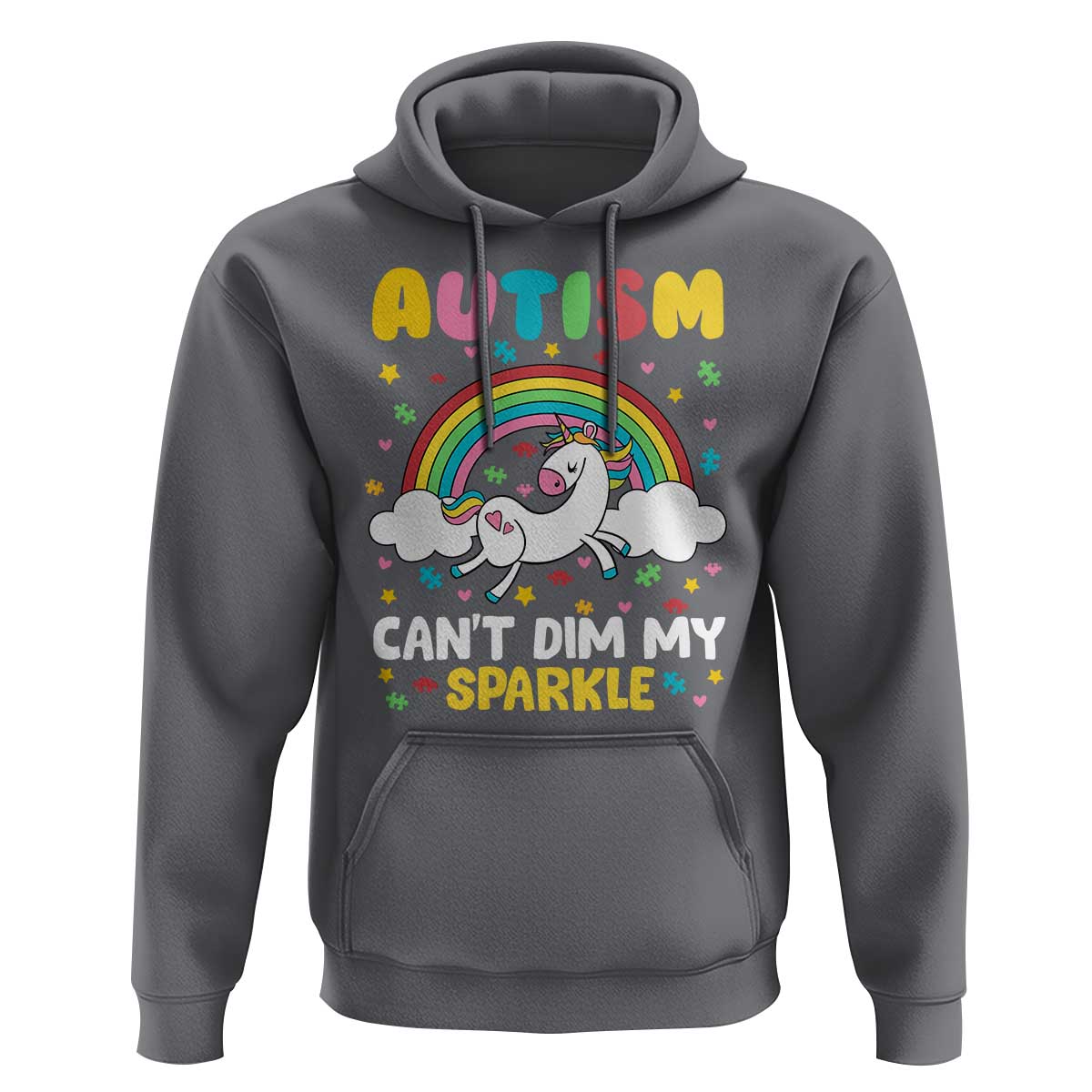 Funny Autism Can't Dim My Sparkle Hoodie Autism Awareness Unicorn Rainbow
