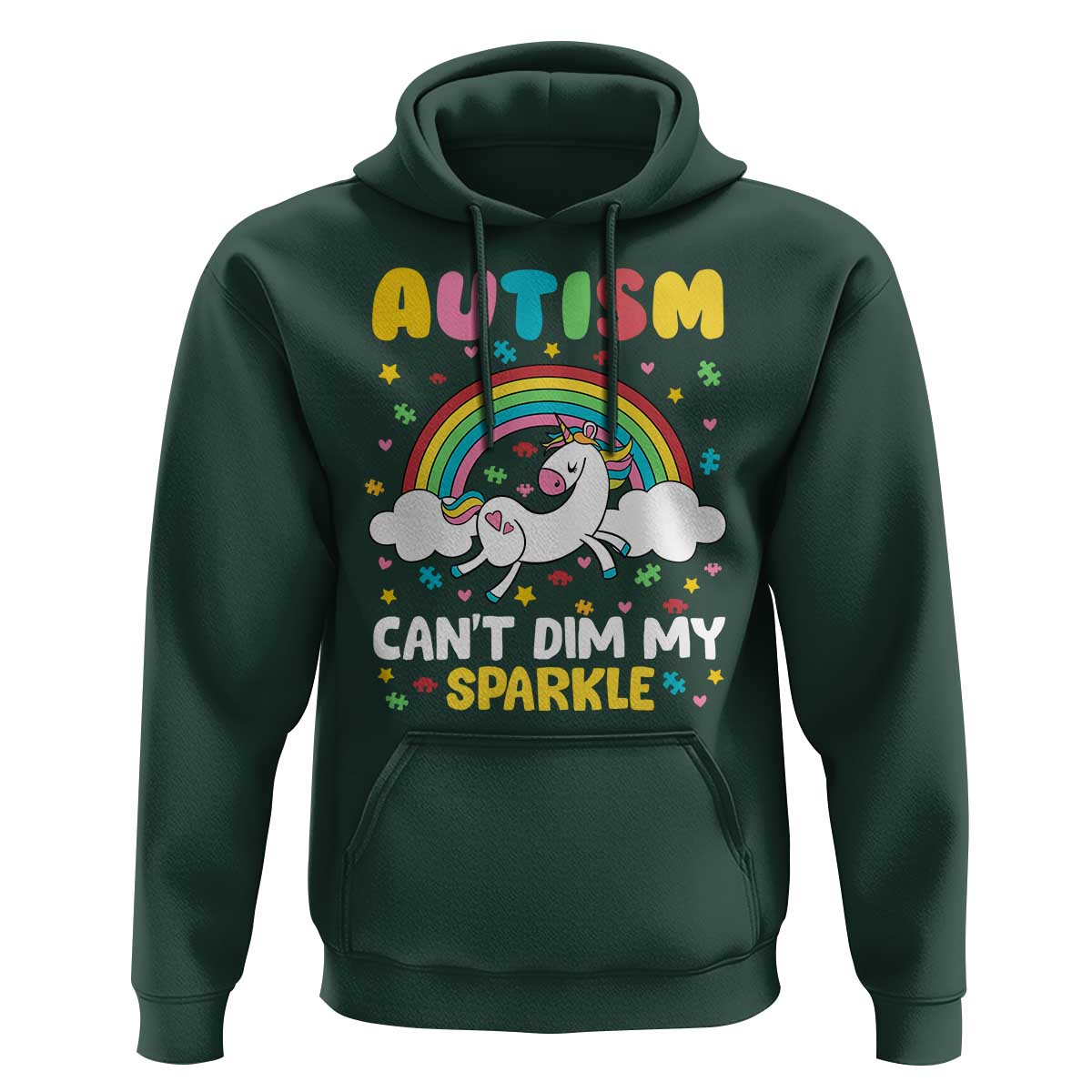 Funny Autism Can't Dim My Sparkle Hoodie Autism Awareness Unicorn Rainbow