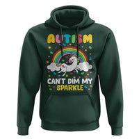 Funny Autism Can't Dim My Sparkle Hoodie Autism Awareness Unicorn Rainbow